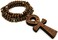 Fashion 21 Egypt Key of Life Ankh Pendant 8mm 36" Wooden Bead Necklace in Black, Brown Tone