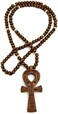 Fashion 21 Egypt Key of Life Ankh Pendant 8mm 36" Wooden Bead Necklace in Black, Brown Tone