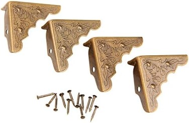Dophee 16Pcs Antique Brass Jewelry Box Corner Case Chest Corner Protector Guard Edge Cover