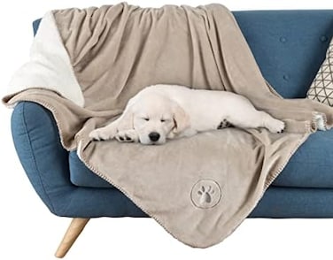 PETMAKER Waterproof Pet Blanket &ndash; Reversible Tan Throw Protects Couch, Car, Bed from Spills, Stains, or Fur &ndash; Dog and Cat Blankets (50x60