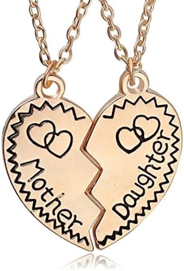 ShiQiao Gifts for Daughter Mom 2pcs Mother Daughter Split Broken Heart Pendant Necklace Set Family Mom Daughter Gifts from Mother Daughter Gold