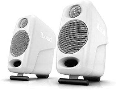 زوج مكبرات صوت IK Multimedia iLoud Micro Monitor - نظام مكبرات صوت صغير للغاية مزود بمكبري صوت مرجعيين بقوة 25 واط لكل منهما، مع محركات صوتية 3 بوصات، ومكبرات صوت عالية التردد بقبة حريرية 3/4 بوصة، وا