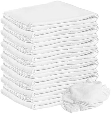 Nabob wipers New Premium White T-Shirt Knit Rags, 100% Cotton, Cloth Rags, Excellent for General Cleaning, Spills,Home,Staining,Polishing, Bar MopMore (White Knit, 1 Lb Bag