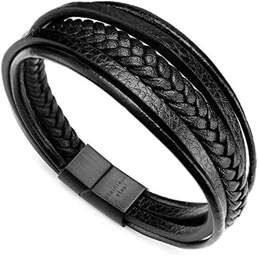 murtoo Men's Leather Bracelet Stainless Steel Magnetic Stainless Steel Bracelet Packaging