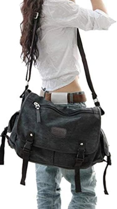 Taoqiao Vintage Canvas Messenger Bag Large Book Laptop Shoulder Bag Women Men New