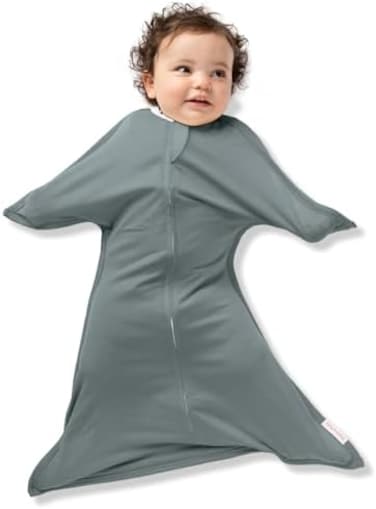 SleepingBaby Zipadee-Zip Swaddle Transition Baby Swaddle Blanket with Zipper, Cozy Baby Swaddle Wrap and Baby Sleep Sack (Medium 6-12 Months18-26 lbs, 29-33 inchesClassic Gray
