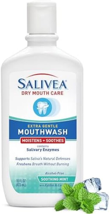SALIVEA Dry Mouth Mouthwash - Soothing Mint Mouthwash with Natural Salivary Enzymes - Gentle Mouthwash to Aid Dry Mouth Care - Breath FreshenerDry Mouth Treatment - Mint Flavor (16 oz Bottle