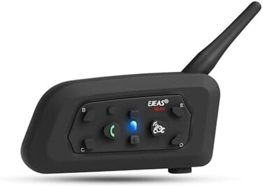 EJEAS V6 Motorcycle Helmet Bluetooth Intercom Full Duplex 1200M BT Interphone Headset Water Resistant Communication System for 6 Riders (Single