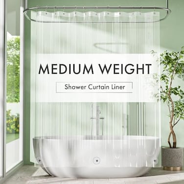 Amazer Clear Shower Curtain Liner, 72 x 84 Inches, PEVA 5G Stall Plastic Shower Curtain Liner for Bathroom with 3 Magnets, Tall Shower Curtain Liner 84 Inches Long