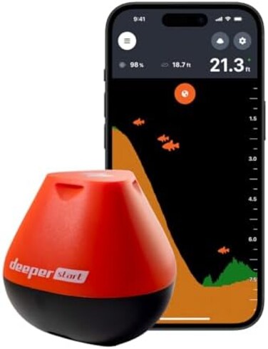 جهاز Deeper START الذكي لكشف الأسماك – جهاز كشف أسماك لاسلكي قابل للإلقاء لصيد الأسماك الترفيهي من الرصيف أو الشاطئ أو الضفة