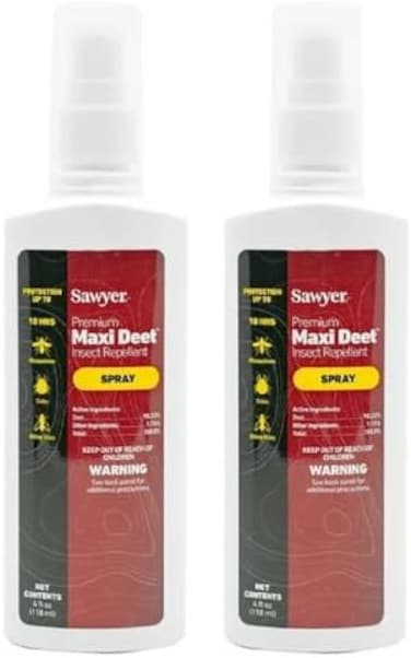 Sawyer Products SP7142 Premium Maxi DEET, 100% DEET Insect Repellent, Pump Spray, 4-Ounce, Twin Pack