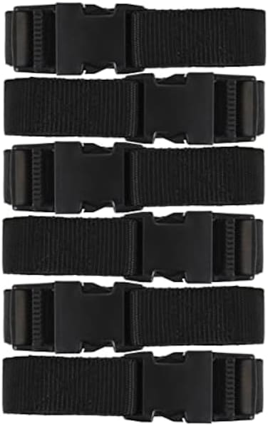 Harrier Hardware 72-inch Utility Strap with Quick-Release Buckle, Black, 6-Pack