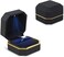 AVESON Luxury Ring Box, Square Velvet Wedding Ring Case Jewelry Gift Box with LED Light for Proposal Engagement Wedding, Black