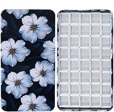 FCLUB Watercolor Palette, Empty Paint Pallet Metal Paint Tin with 40Pcs Half Pans and Magnetic Strip, Paint Holder with Mixing Area, Painting Tray Palette