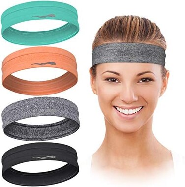 LUCKYGO Workout Headbands for Women Men, Highly Absorbent Non-slip Sweatbands, Super Soft Stretchy Bandana Headband, Sweat Wicking Head Band for Sports Fitness Fashion Running Yoga Exercise Tennis