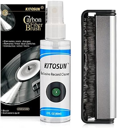 KITOSUN Record Cleaning Kit 30ml Record Cleaner Spray and Anti-Static Carbon Fiber Record Brush Perfect Combination to Keep Great Sounding for LP Vinyl Records