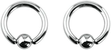 Forbidden Body Jewelry 12G-OG Surgical Steel Piercing Hoops Large Gauge Size Captive Bead Body Piercing Rings 2pcs (Select Gauge/Diameter, Metal