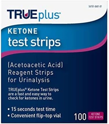 TRUEplus Ketone Test Strips &ndash; Ideal for Low-carb dieters&ndash; Made in USA&ndash;Urinalysis Test Sticks (100