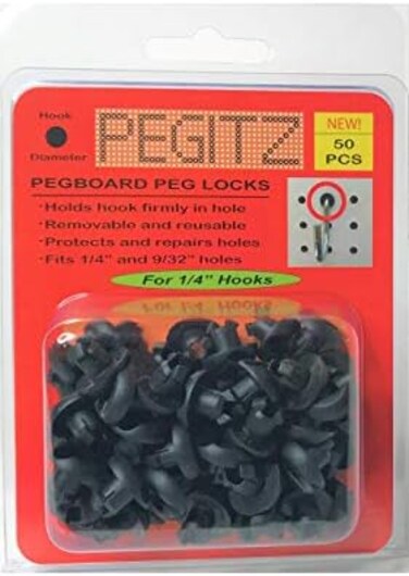 Pegitz Pegboard Peg Locks 50PCS (1/4 inch, Black
