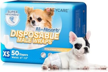 HONEY CARE All-Absorb A27 Male Dog Wrap, 50 Count, Extra Small