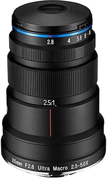 Laowa Venus Full Frame Camera Prime Lens 25mm f/2.8 2.5-5X Ultra-Macro Canon EF, Black