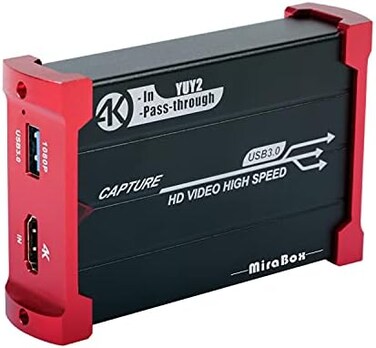 MiraBox Capture Card,USB 3.0 HDMI Game Capture Card Device With HDMI Loop-out Support HD Video HDCP 1080P Windows 7 8 10 Linux Youtube OBS Twitch for PS3 PS4 Xbox Wii U Streaming and Recording, HSV321