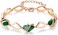 Leafael Wishstone Crystal Link Charm Bracelet, Birthstone Bracelets with Healing Stones, Allergy-Free Jewelry for Women with Gift Box, Silver-Tone or Rose Gold Plated Bracelets For Women