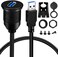 كابل BATIGE أحادي المنفذ USB 3.0 ذكر إلى USB 3.0 أنثى، مقاوم للماء، يُثبّت داخل لوحة القيادة في السيارة أو الشاحنة أو القارب أو الدراجة النارية - بطول 6 أقدام