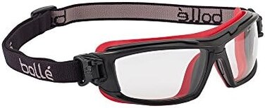 Bolle Safety Ultim8 Ultimate Glasses with Clear Lens, Black/Red, Clear, One Size