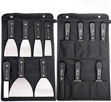 QEES 7 PCS Drywall Tools,Putty Knife,Paint Scraper Tool With Storage Bag,Stainless Steel Putty Knife Set,Drywall Scraper Spackle Taping Knife For Spreading Drywall Spackle Mud, Taping,Repairing wall