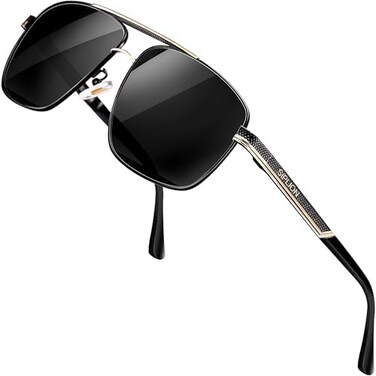 SIPLION Herren Sonnenbrille UV400 CAT 3 CE Schutz Polarisierte Sonnenbrille Fahrerbrille Rechteckige Metall Rahmen