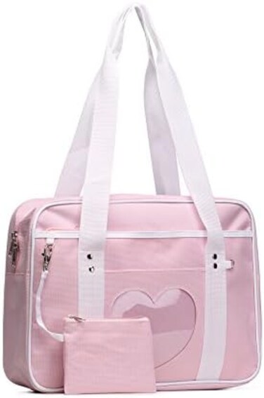 SteamedBun Ita Bag Heart Japanese Bags Large Shoulder Purse Anime Satchels for Cosplay, Pink