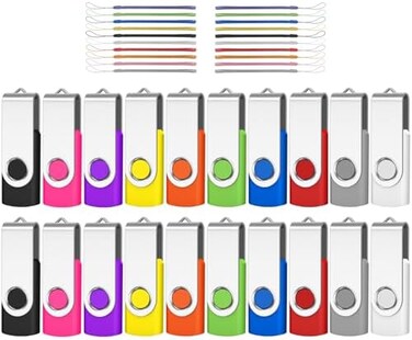 AreTop 20 Pack Flash Drives 512MB, USB 2.0 Pendrive Bulk USB Drives 20 Pack Flash Drives Memory Stick Thumb Drives Bulk (20Pack 512MB, Multicolors