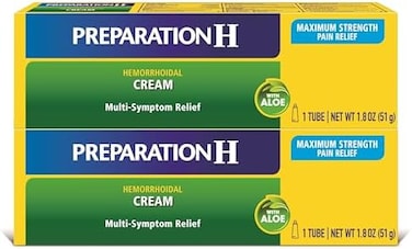 Preparation H Hemorrhoid Symptom Treatment Cream (2 x 1.8 Ounce Tube, Maximum Strength Multi-Symptom Pain Relief with Aloe