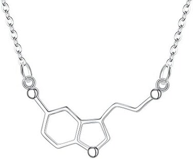 FANZE Women's Serotonin Happiness Neurotransmitter Chemistry Science Molecule Pendant Necklace Science Jewelry For Women Nurse Ideal Necklaces For Teacher Professor Chemistry Grad Science Lovers
