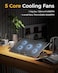 AICHESON Laptop Cooling Pad 5 Fans Up to 17.3 Inch Heavy Notebook Cooler, Blue LED Lights, 2 USB Ports, S035