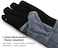 OZERO Welding BBQ Gloves, 932&Atilde;?&deg;F Heat Resistant Leather Grill Glove for Tig Welder/Grilling/Barbecue/Oven/Fireplace/Wood Stove - Long Sleeve and Insulated Cotton Lining - Black-gray(16-inch