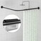 SIKAIQI Stretchable 304 Stainless L Shaped Bathroom Bathtub Corner Shower Curtain Rod Rack (Black :60-133 x 60-133 cm
