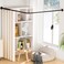 SIKAIQI Stretchable 304 Stainless L Shaped Bathroom Bathtub Corner Shower Curtain Rod Rack (Black :60-133 x 60-133 cm