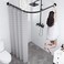 SIKAIQI Stretchable 304 Stainless L Shaped Bathroom Bathtub Corner Shower Curtain Rod Rack (Black :60-133 x 60-133 cm