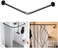 SIKAIQI Stretchable 304 Stainless L Shaped Bathroom Bathtub Corner Shower Curtain Rod Rack (Black :60-133 x 60-133 cm