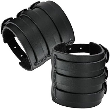 Eigso Unisex Spike Studded Rock Punk Biker Wide Strap Leather Wrist Band Bracelet Gothic Rivet Buckle Wristband Black