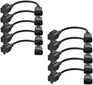CableCreation [10-Pack] 1 Foot 18AWG Standard Computer Power Adapter Cord NEMA 5-15R Receptacle to IEC320 C14 0.3M/Black