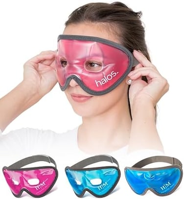 myhalos Gel Eye Mask -H M Hangover Mask- Reusable Cold Eye Mask with Adjustable Straps- Our Soothing Eye Gel Mask helps Puffy Eyes and Dark Circles- Our Eye Ice Pack Also Relieves Sinus PainHeadaches