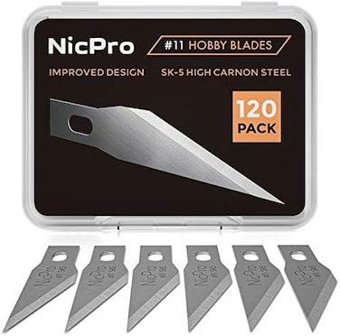 Nicpro 120 PCS Hobby Blades Set SK-5, Utility Excel11 Art Blades Refill Cutting Tool with Storage Case for Craft, Hobby, Scrapbooking, Stencil