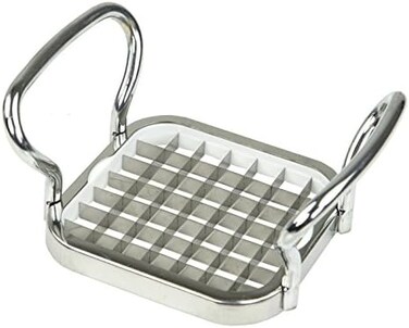 Home Basics Stainless Steel French Fry Cutter, SilverHand Cut Potatoes for French FriesCut VeggiesDurable Cutter