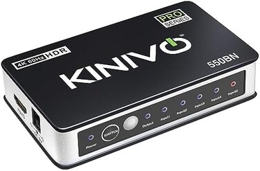 مفتاح HDMI ممتاز من كينيفو 550BN بدقة 4K بمعدل 60 هرتز، مزود بخمسة منافذ وجهاز تحكم عن بعد