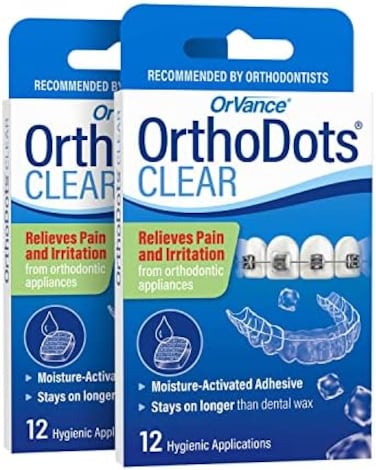 ORVANCE OrthoDots Moisture Activated, Silicone Dental Wax Alternative for Braces (24 Count Clear