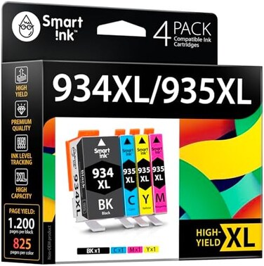 Smart Ink Compatible Ink Cartridge Replacement for HP 934XL 935 935XL 934 XL (BKC/M/Y 4 Pack Combofor Officejet 6220 6812 6815 6820 Officejet Pro 6230 6830 6835