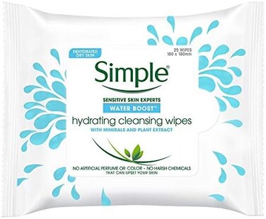 Simple Water Boost Hydrating Cleansing Wipes - 25 Wipes x 6 Pack (150 Wipes
